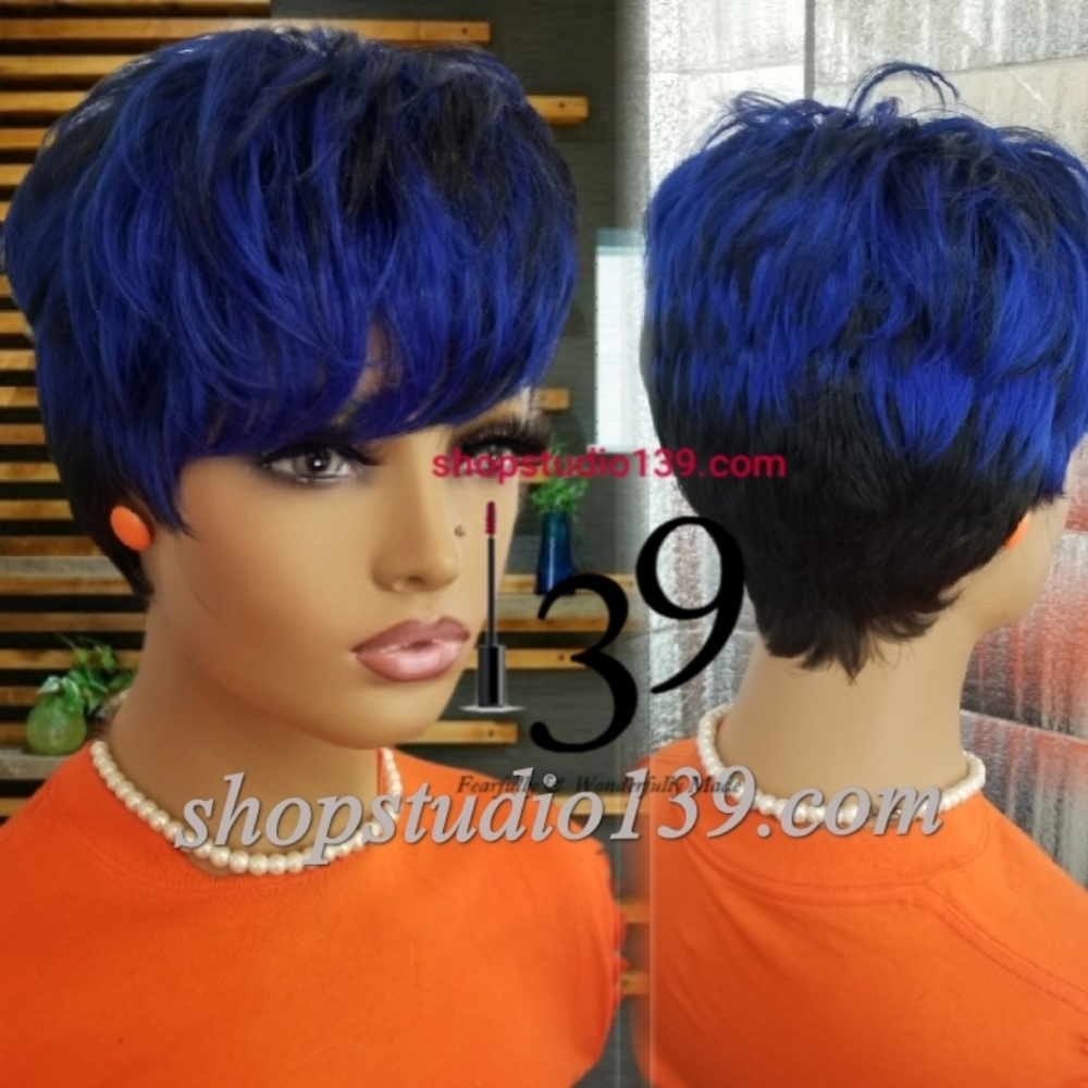 Sexy blue pixie wig